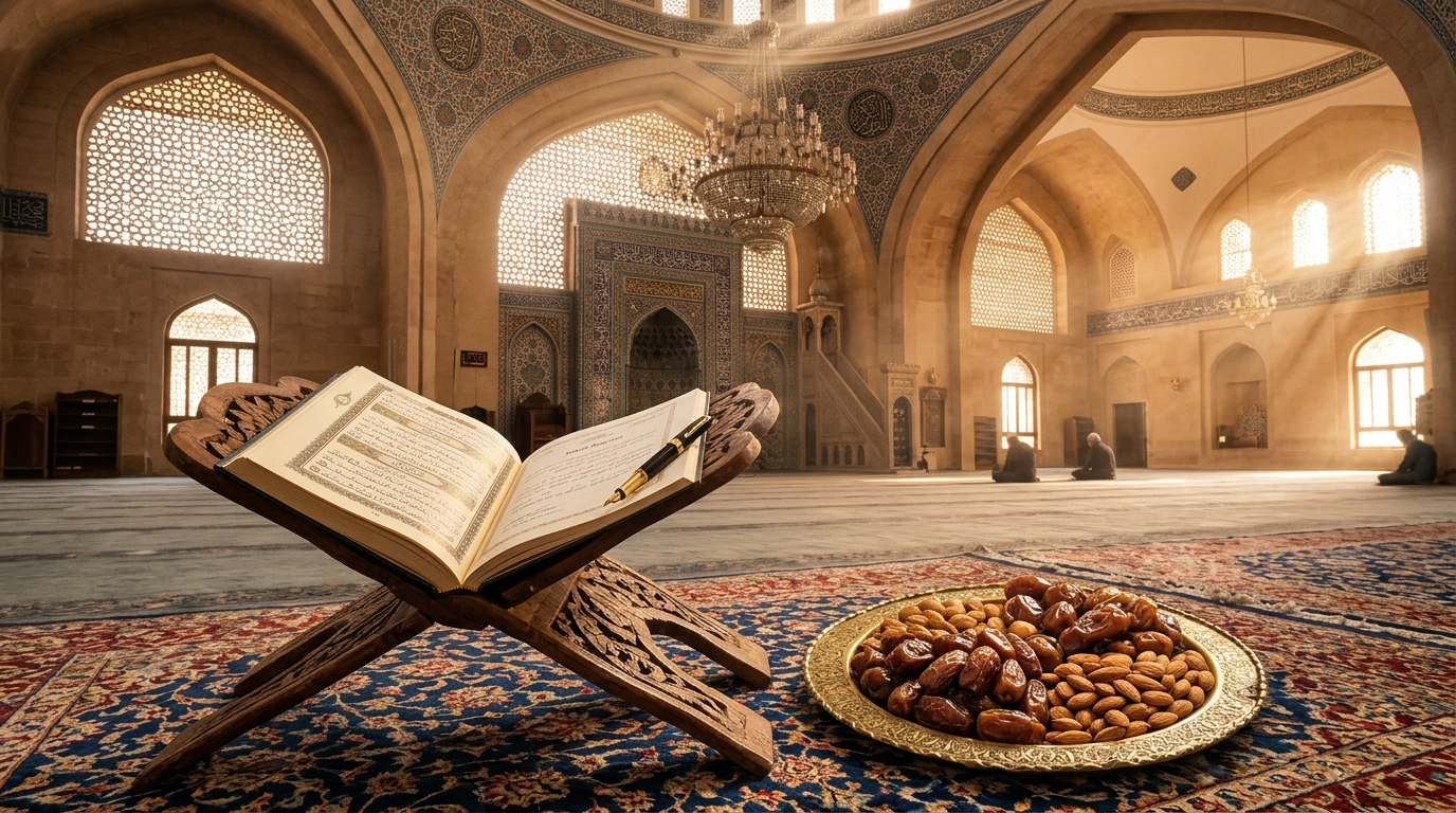 Sunnah Nikah ceremony in Grand Mosque prayer hall with Islamic Scholar and congregation